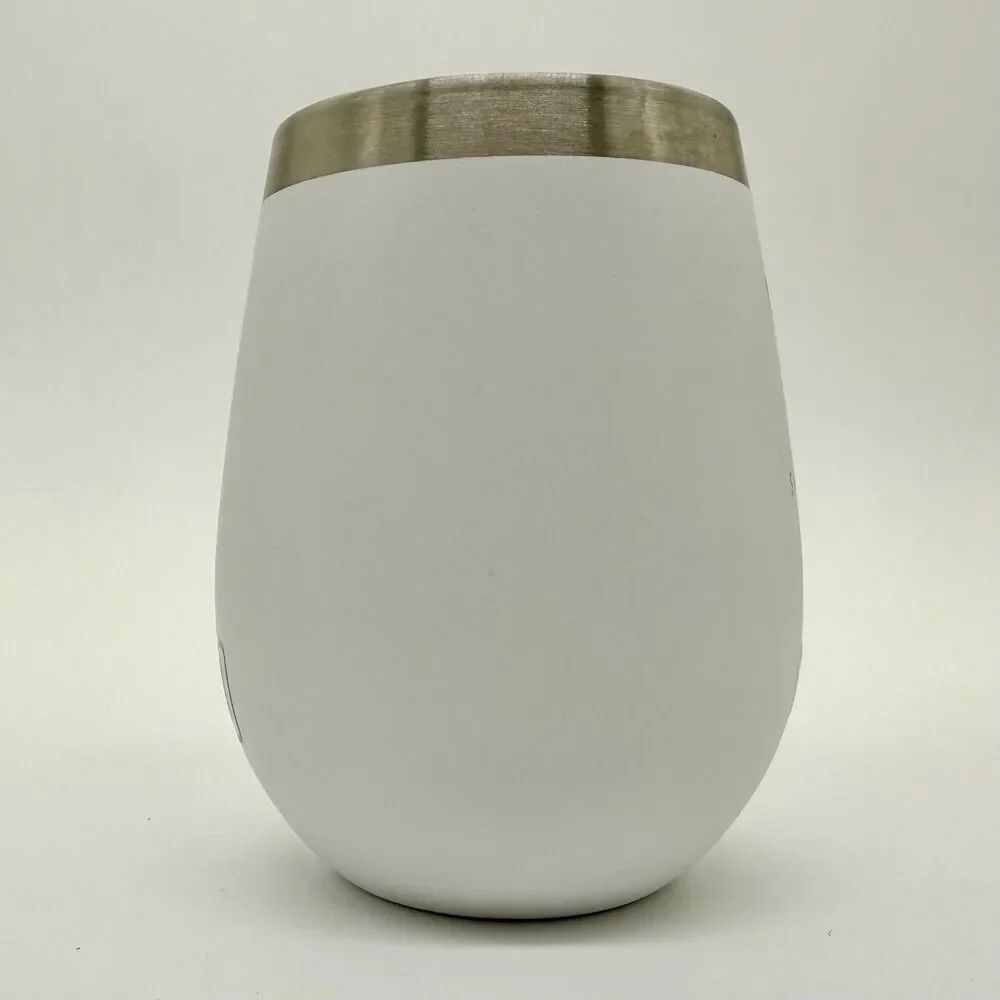 YETI Rambler 10 oz Wine Tumbler White - No Lid -w/Sweatpants Media Logo on Front